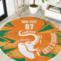 Ivory Coast Football Custom Round Carpet Les Elephants Champions