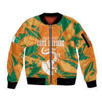 Ivory Coast Football Custom Sleeve Zip Bomber Jacket Les Elephants Champions - Wonder Print Shop