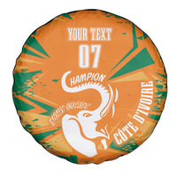Ivory Coast Football Custom Spare Tire Cover Les Elephants Champions - Wonder Print Shop