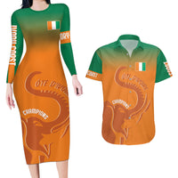 Ivory Coast Football Custom Couples Matching Long Sleeve Bodycon Dress and Hawaiian Shirt Ivory Elephants - Basic Style LT7 - Wonder Print Shop