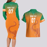 Ivory Coast Football Custom Couples Matching Long Sleeve Bodycon Dress and Hawaiian Shirt Ivory Elephants - Basic Style LT7 - Wonder Print Shop