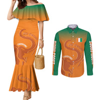 Ivory Coast Football Custom Couples Matching Mermaid Dress and Long Sleeve Button Shirt Ivory Elephants - Basic Style