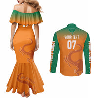Ivory Coast Football Custom Couples Matching Mermaid Dress and Long Sleeve Button Shirt Ivory Elephants - Basic Style