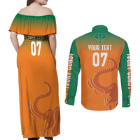 Ivory Coast Football Custom Couples Matching Off Shoulder Maxi Dress and Long Sleeve Button Shirt Ivory Elephants - Basic Style LT7 - Wonder Print Shop