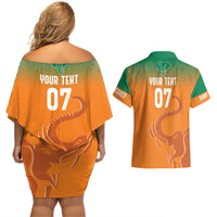 Ivory Coast Football Custom Couples Matching Off Shoulder Short Dress and Hawaiian Shirt Ivory Elephants - Basic Style LT7 - Wonder Print Shop