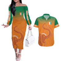 Ivory Coast Football Custom Couples Matching Off The Shoulder Long Sleeve Dress and Hawaiian Shirt Ivory Elephants - Basic Style LT7 - Wonder Print Shop