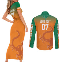 Ivory Coast Football Custom Couples Matching Short Sleeve Bodycon Dress and Long Sleeve Button Shirt Ivory Elephants - Basic Style LT7 - Wonder Print Shop