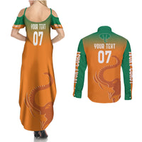 Ivory Coast Football Custom Couples Matching Summer Maxi Dress and Long Sleeve Button Shirt Ivory Elephants - Basic Style LT7 - Wonder Print Shop