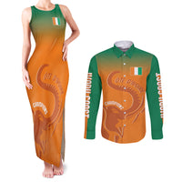 Ivory Coast Football Custom Couples Matching Tank Maxi Dress and Long Sleeve Button Shirt Ivory Elephants - Basic Style LT7 - Wonder Print Shop