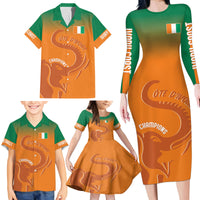 Ivory Coast Football Custom Family Matching Long Sleeve Bodycon Dress and Hawaiian Shirt Ivory Elephants - Basic Style LT7 - Wonder Print Shop