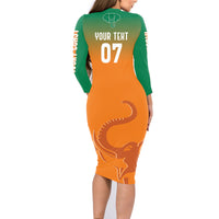 Ivory Coast Football Custom Family Matching Long Sleeve Bodycon Dress and Hawaiian Shirt Ivory Elephants - Basic Style LT7 - Wonder Print Shop
