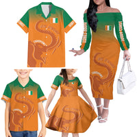 Ivory Coast Football Custom Family Matching Off Shoulder Long Sleeve Dress and Hawaiian Shirt Ivory Elephants - Basic Style - Wonder Print Shop