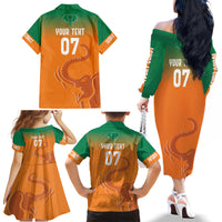 Ivory Coast Football Custom Family Matching Off Shoulder Long Sleeve Dress and Hawaiian Shirt Ivory Elephants - Basic Style - Wonder Print Shop