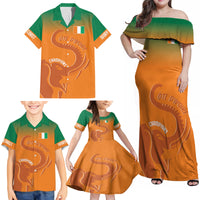 Ivory Coast Football Custom Family Matching Off Shoulder Maxi Dress and Hawaiian Shirt Ivory Elephants - Basic Style LT7 - Wonder Print Shop