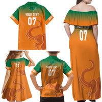 Ivory Coast Football Custom Family Matching Off Shoulder Maxi Dress and Hawaiian Shirt Ivory Elephants - Basic Style LT7 - Wonder Print Shop