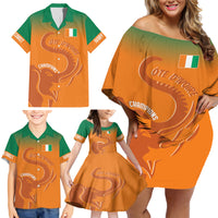 Ivory Coast Football Custom Family Matching Off Shoulder Short Dress and Hawaiian Shirt Ivory Elephants - Basic Style LT7 - Wonder Print Shop