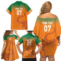 Ivory Coast Football Custom Family Matching Off Shoulder Short Dress and Hawaiian Shirt Ivory Elephants - Basic Style LT7 - Wonder Print Shop
