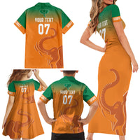 Ivory Coast Football Custom Family Matching Short Sleeve Bodycon Dress and Hawaiian Shirt Ivory Elephants - Basic Style - Wonder Print Shop