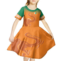 Ivory Coast Football Custom Kid Short Sleeve Dress Ivory Elephants - Basic Style - Wonder Print Shop