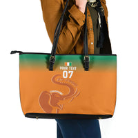 Ivory Coast Football Custom Leather Tote Bag Ivory Elephants - Basic Style - Wonder Print Shop
