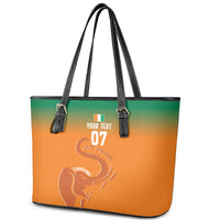 Ivory Coast Football Custom Leather Tote Bag Ivory Elephants - Basic Style - Wonder Print Shop