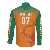 Ivory Coast Football Custom Long Sleeve Button Shirt Ivory Elephants - Basic Style - Wonder Print Shop