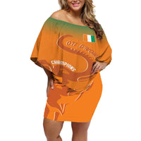 Ivory Coast Football Custom Off Shoulder Short Dress Ivory Elephants - Basic Style - Wonder Print Shop