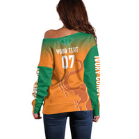 Ivory Coast Football Custom Off Shoulder Sweater Ivory Elephants - Basic Style - Wonder Print Shop
