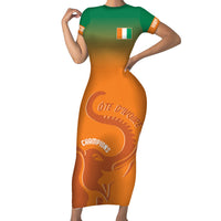 Ivory Coast Football Custom Short Sleeve Bodycon Dress Ivory Elephants - Basic Style - Wonder Print Shop