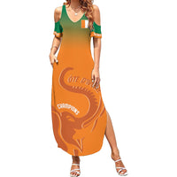 Ivory Coast Football Custom Summer Maxi Dress Ivory Elephants - Basic Style - Wonder Print Shop