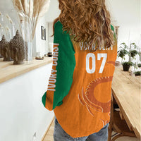 Ivory Coast Football Custom Women Casual Shirt Ivory Elephants - Basic Style - Wonder Print Shop