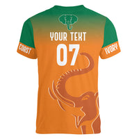 Ivory Coast Football Custom Women V Neck T Shirt Ivory Elephants - Basic Style - Wonder Print Shop
