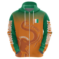 Ivory Coast Football Custom Zip Hoodie Ivory Elephants - Basic Style - Wonder Print Shop
