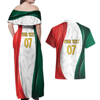 Custom Mexico Football Couples Matching Off Shoulder Maxi Dress and Hawaiian Shirt El Tricolor Viva Champions