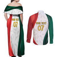 Custom Mexico Football Couples Matching Off Shoulder Maxi Dress and Long Sleeve Button Shirt El Tricolor Viva Champions
