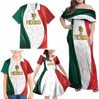 Custom Mexico Football Family Matching Off Shoulder Maxi Dress and Hawaiian Shirt El Tricolor Viva Champions