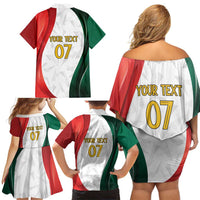 Custom Mexico Football Family Matching Off Shoulder Short Dress and Hawaiian Shirt El Tricolor Viva Champions