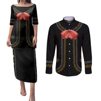 Mexico Mariachi Charro Costume Inpsired Couples Matching Puletasi and Long Sleeve Button Shirt