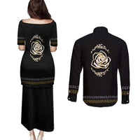 Mexico Mariachi Charro Costume Inpsired Couples Matching Puletasi and Long Sleeve Button Shirt