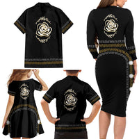 Mexico Mariachi Charro Costume Inpsired Family Matching Long Sleeve Bodycon Dress and Hawaiian Shirt