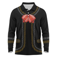 Mexico Mariachi Charro Costume Inpsired Long Sleeve Polo Shirt