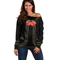 Mexico Mariachi Charro Costume Inpsired Off Shoulder Sweater