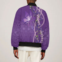 Lupus Awareness Purple Ribbon Butterfly Bomber Jacket Hope