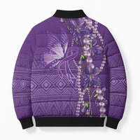 Lupus Awareness Purple Ribbon Butterfly Bomber Puffer Jacket Hope