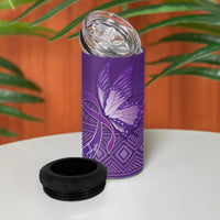 Lupus Awareness Purple Ribbon Butterfly 4 in 1 Can Cooler Tumbler Hope