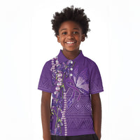 Lupus Awareness Purple Ribbon Butterfly Kid Polo Shirt Hope