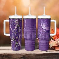 Lupus Awareness Purple Ribbon Butterfly Tumbler With Handle Hope