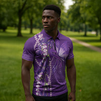 Lupus Awareness Purple Ribbon Butterfly Zipper Polo Shirt Hope