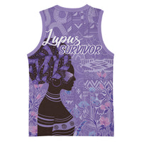 Lupus Awareness Afro Girl - Proud Survivor Basketball Jersey Ankara Pattern