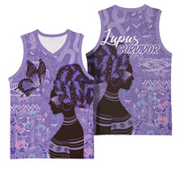 Lupus Awareness Afro Girl - Proud Survivor Basketball Jersey Ankara Pattern